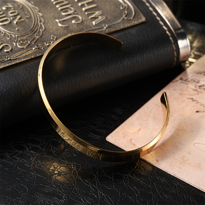 Men's Light Luxury Bevel-Cut Open Bangle Bracelet, Stylish